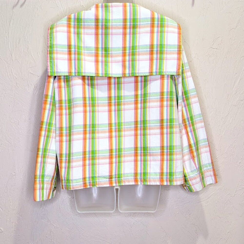 Big Bud Press Sailor Jacket Size M Lightweight Spring Rainbow Plaid - Picture 2 of 5